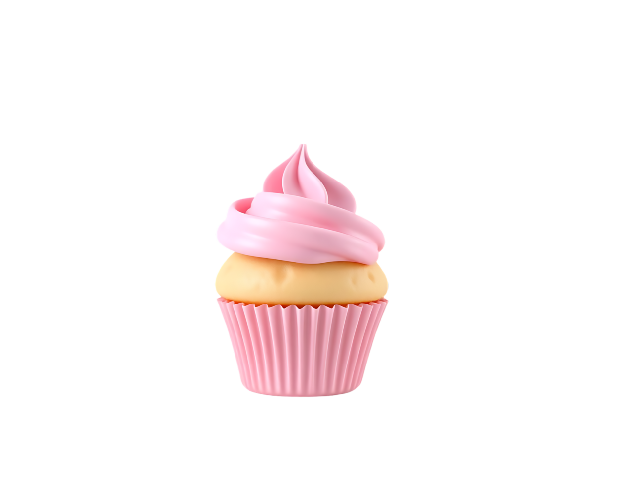 Pink cupcake with frosting png