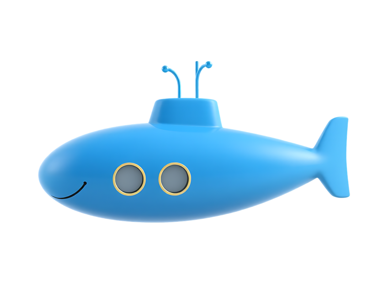 Cute Blue Cartoon Submarine png
