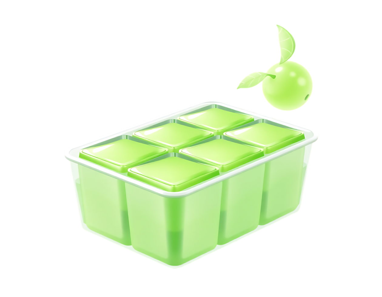 Green ice cubes in a transparent container png