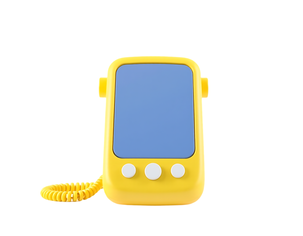 Retro Yellow Corded Phone 3D Render Illustration png