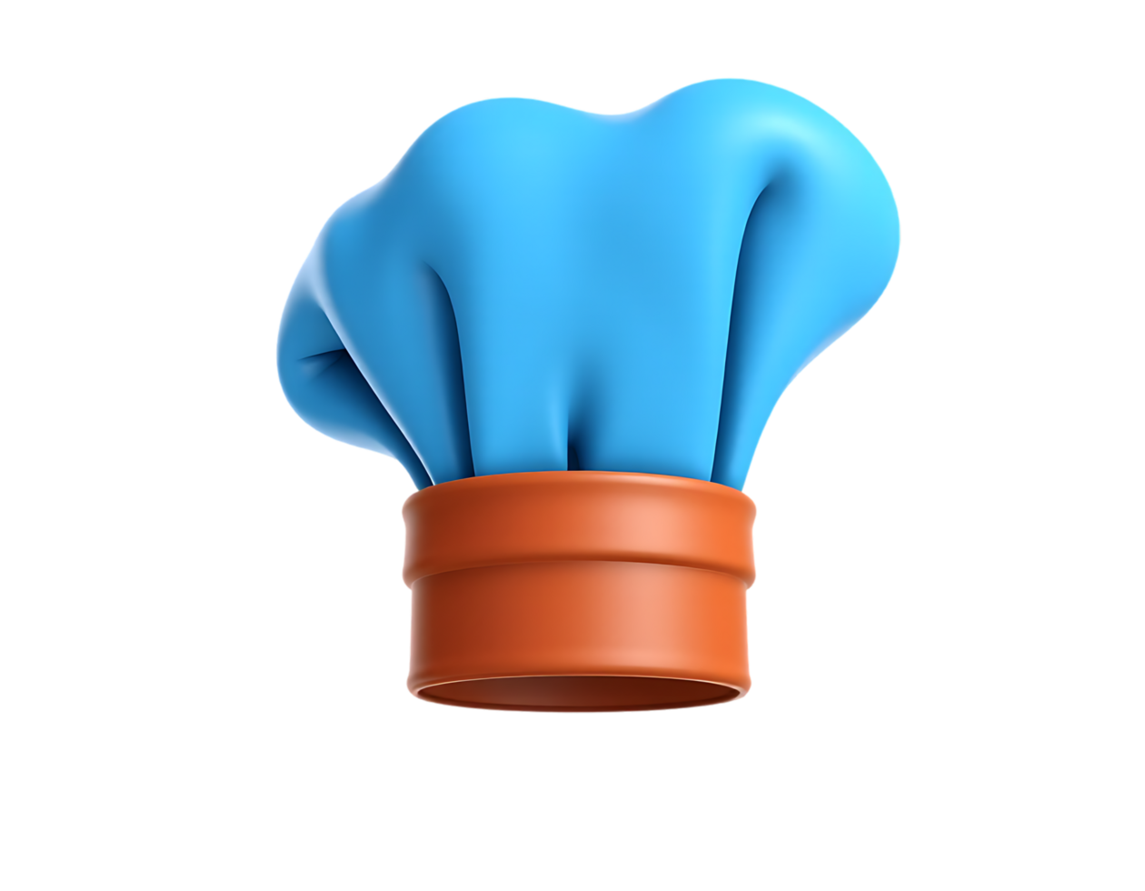 3D rendered chef hat in blue and orange colors png