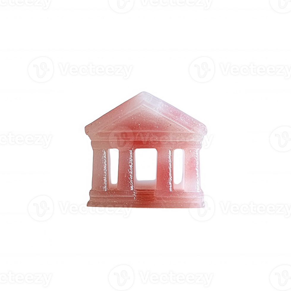 A charming die-cut representation of a historical building in pink hues, set against a white isolated background, perfect for architectural or educational themes. png