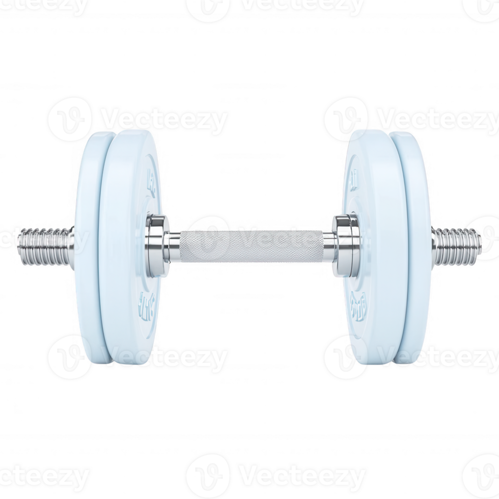 A close-up image of a dumbbell isolated on a white background, perfect for fitness and exercise-related themes. png