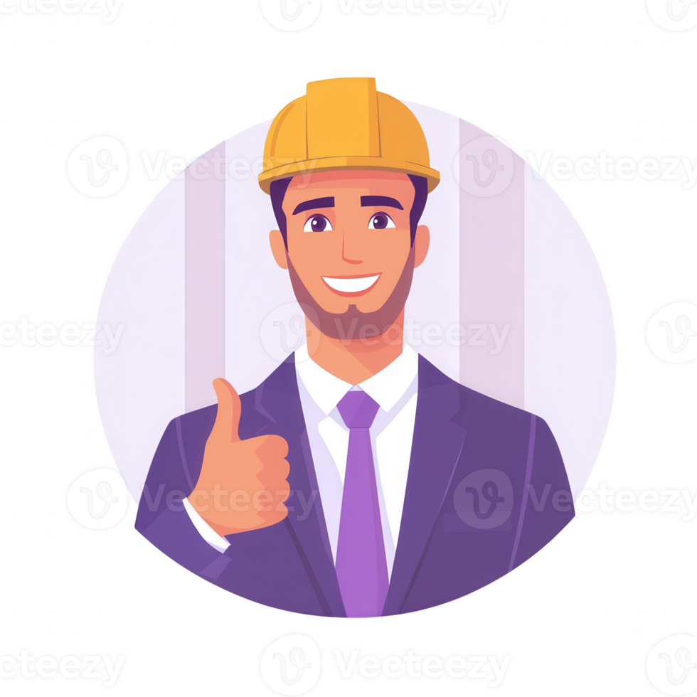 A confident construction worker in a suit and hard hat, giving a thumbs up. Ideal for showcasing professionalism in the construction industry. png