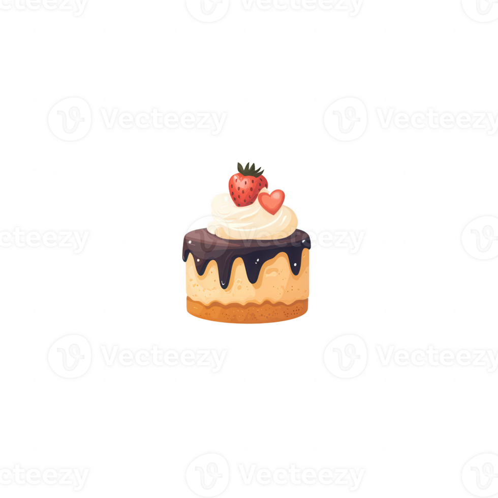 A delicious strawberry chocolate cake topped with creamy frosting, featuring fresh strawberries. Perfect for desserts, celebrations, and special occasions. png