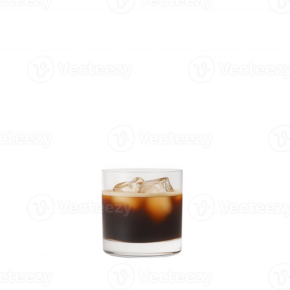 A glass of iced coffee with rich color and ice cubes, perfect for a refreshing summer beverage, isolated on a clean white background. png