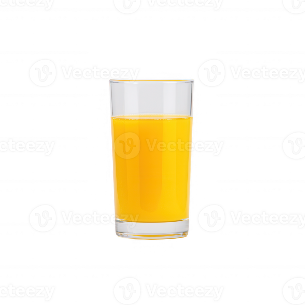 A refreshing glass of bright orange juice displayed on a solid white background. Perfect for showcasing a healthy beverage in various design materials. png