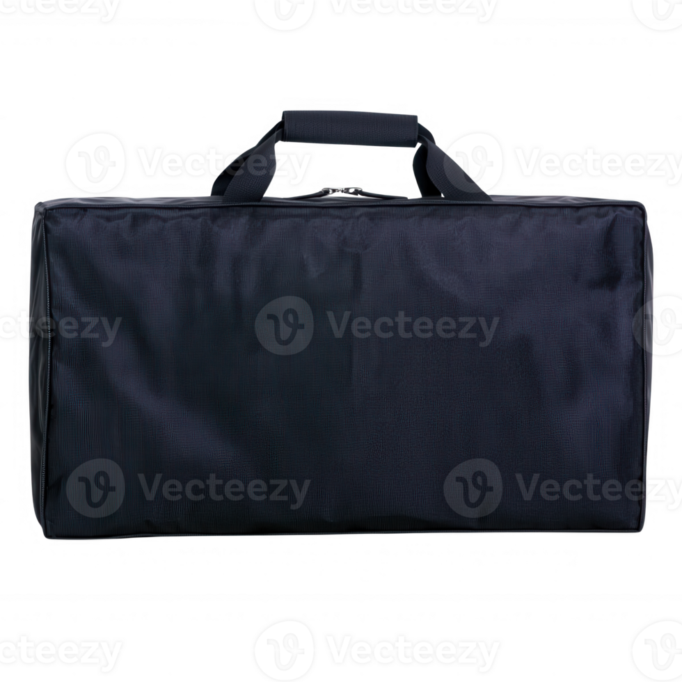A sturdy and durable black bag designed for outdoor activities, with a spacious interior and comfortable handles for easy carrying, perfect for transporting gear and essentials. png