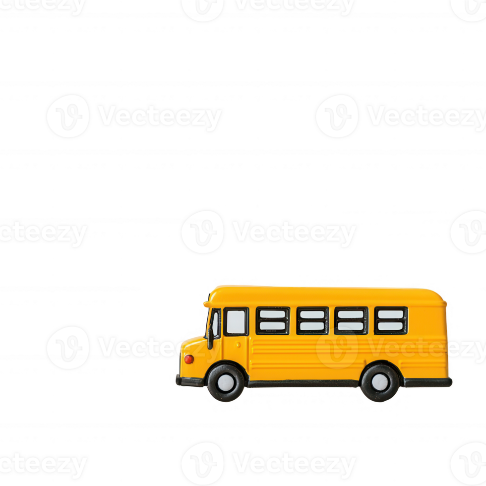 A vibrant yellow school bus with black windows, isolated on a white background, perfect for educational themes or transportation concepts. png