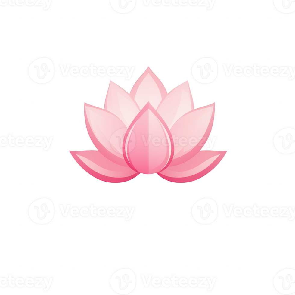 Beautiful pink lotus flower, symbolizing purity and enlightenment, set against a white background for a clean, serene look. png