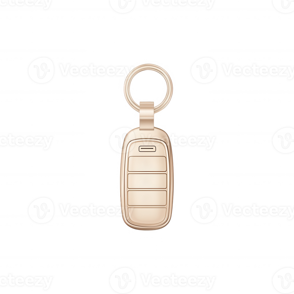 Close-up of a sleek, modern key fob on a white isolated background, showcasing the elegant design and functionality of contemporary automotive technology. png