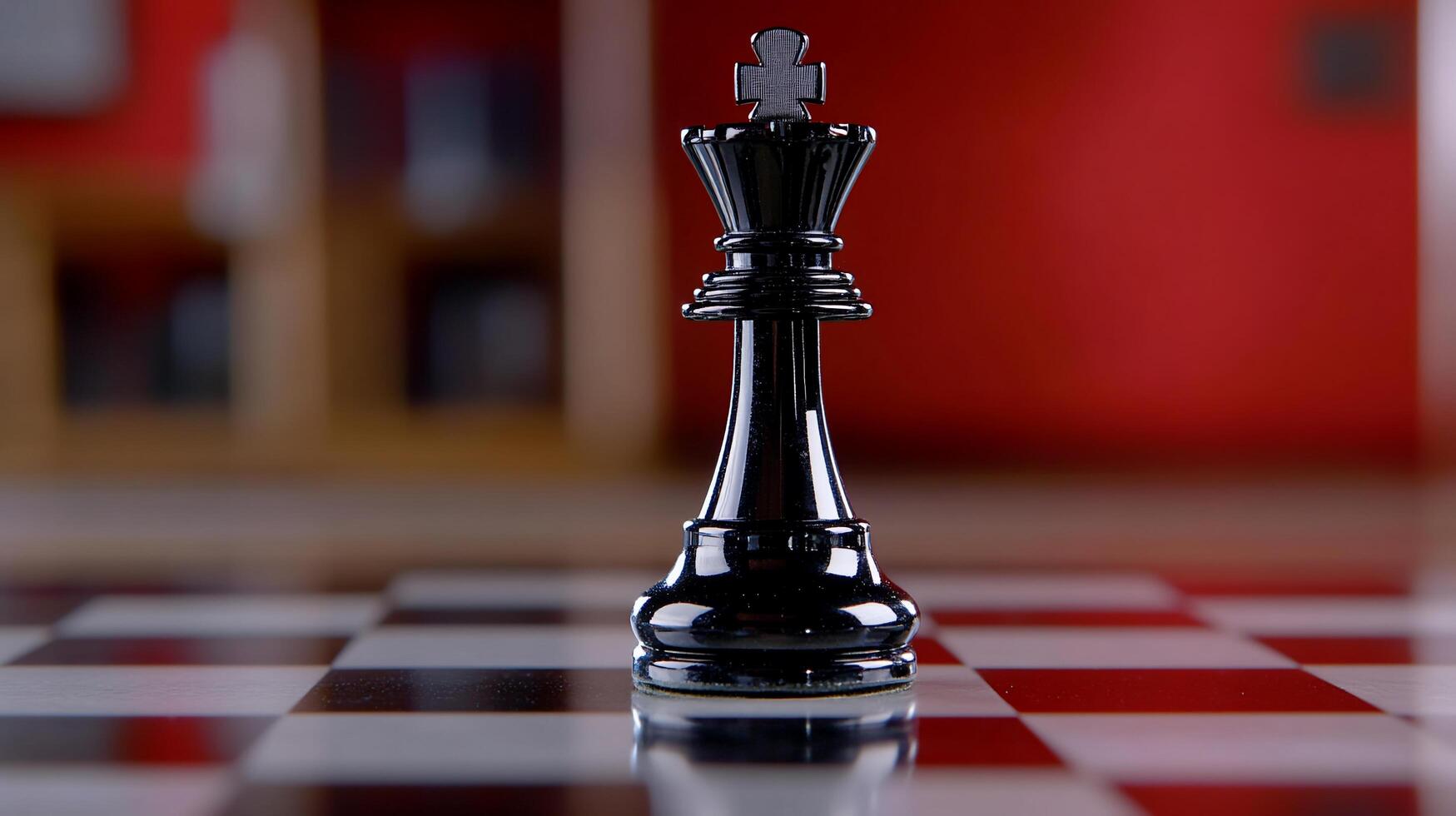 A black and white chess piece on a checkered table photo