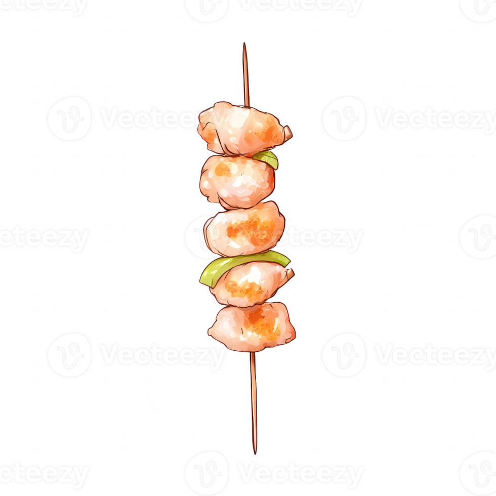 Delicious shrimp skewers featuring fresh vegetables, ideal for grilling. A perfect appetizer for summer barbecues or gourmet dining. png