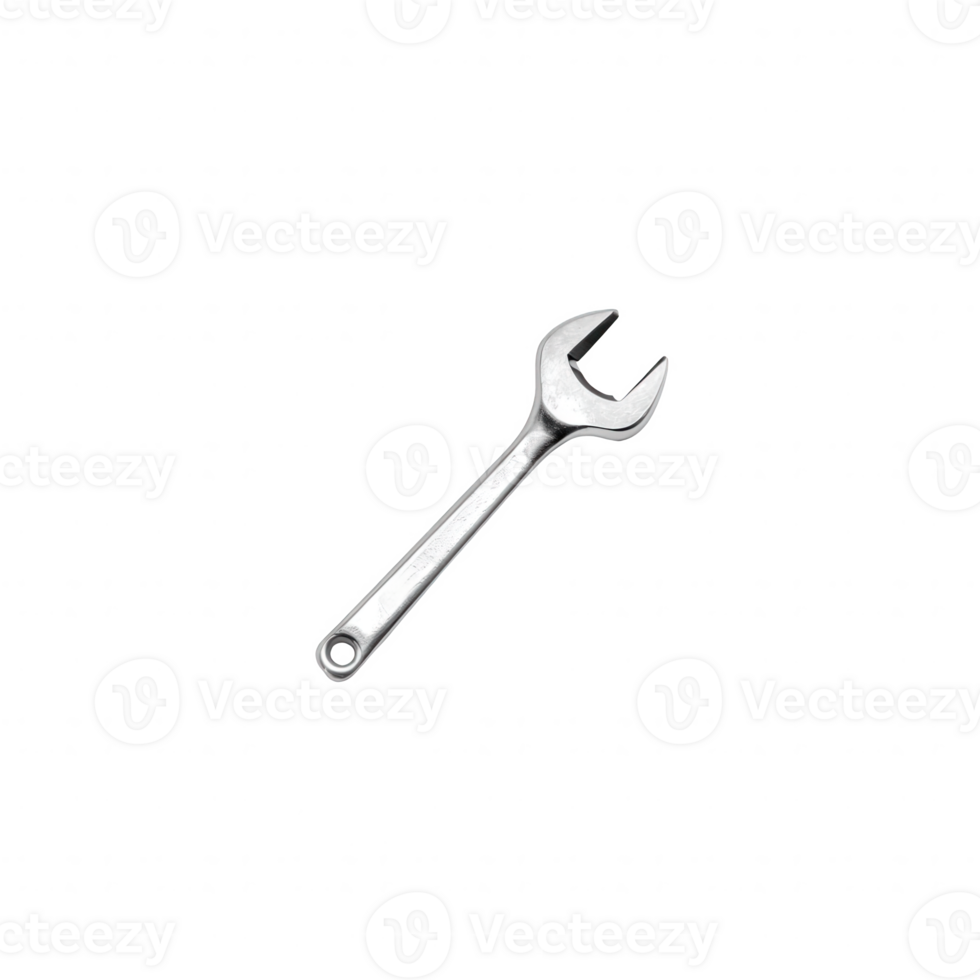 High-quality steel wrench isolated on white background, ideal for tools and hardware applications, showcasing its shiny finish and ergonomic design for efficient use. png