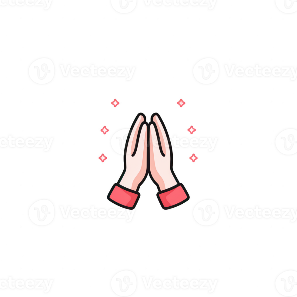 Hands in a prayer position, symbolizing peace and meditation, minimalistic design with a white background, perfect for spiritual or religious themes. png