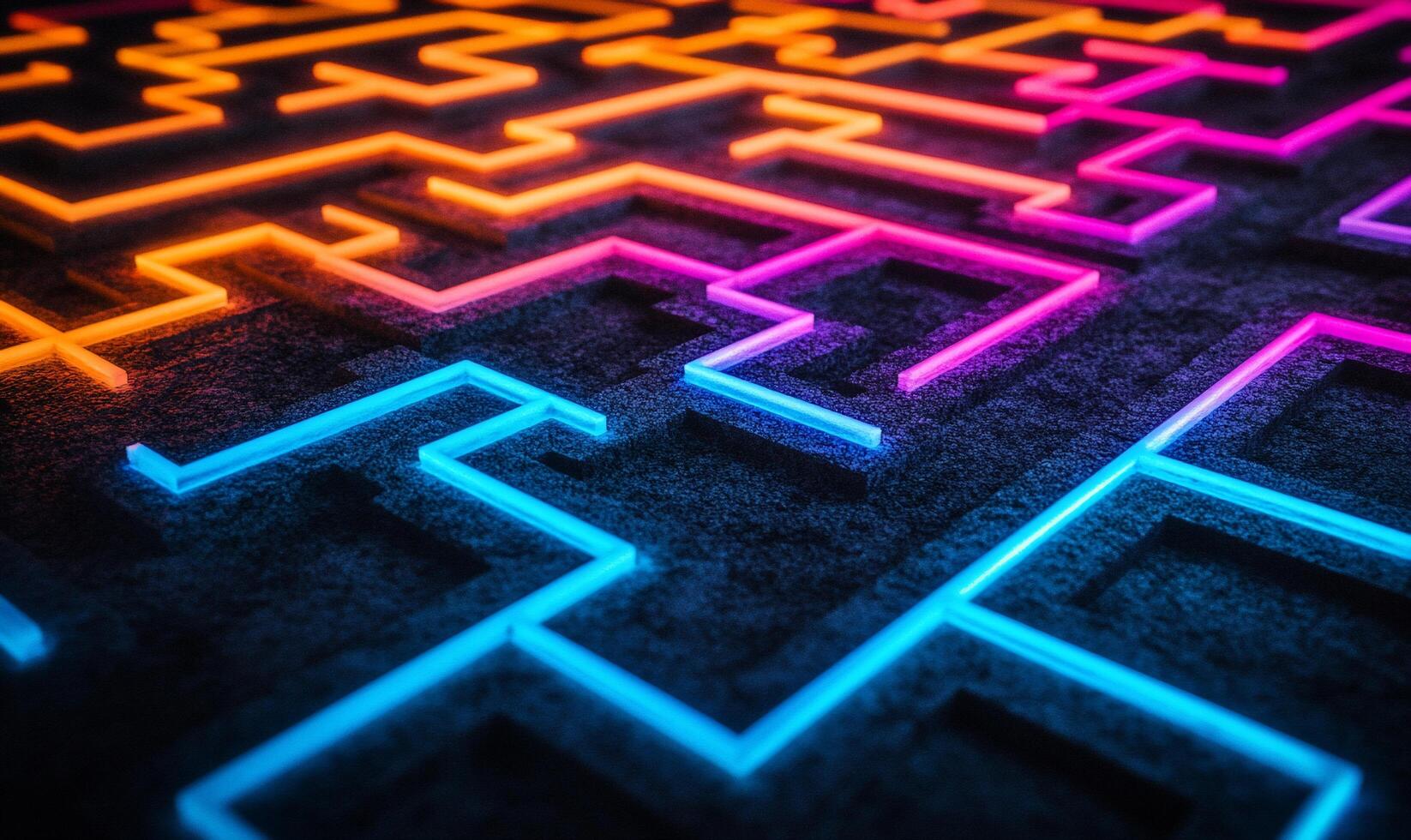 A neon maze with colorful lines photo