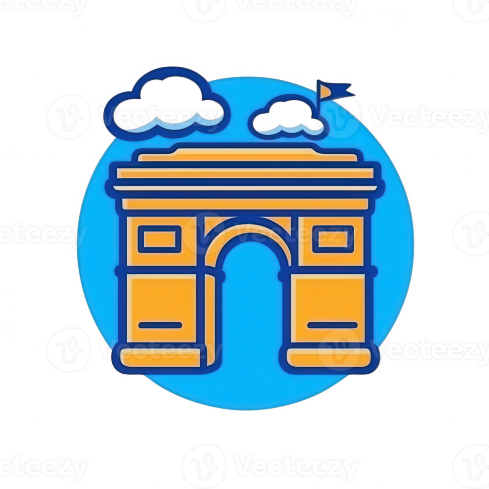 Iconic architectural landmark with vibrant colors against a blue background, showcasing grandeur and design. Ideal for travel-themed projects and urban exploration. png
