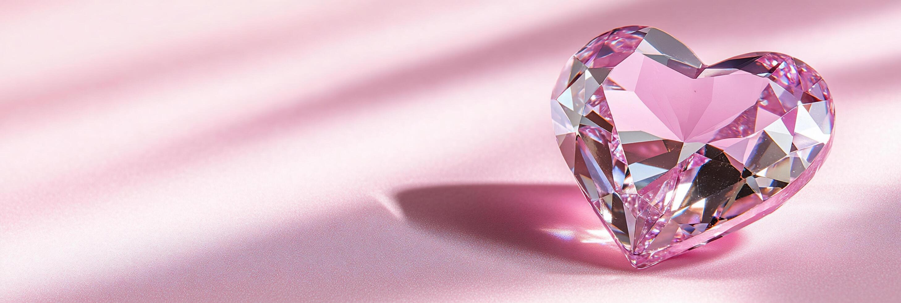 A pink diamond heart shaped object on a pink surface photo