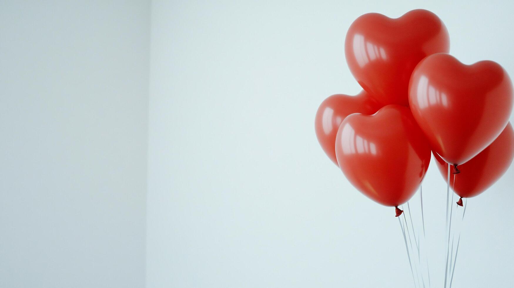 Red heart shaped balloons on a white background photo
