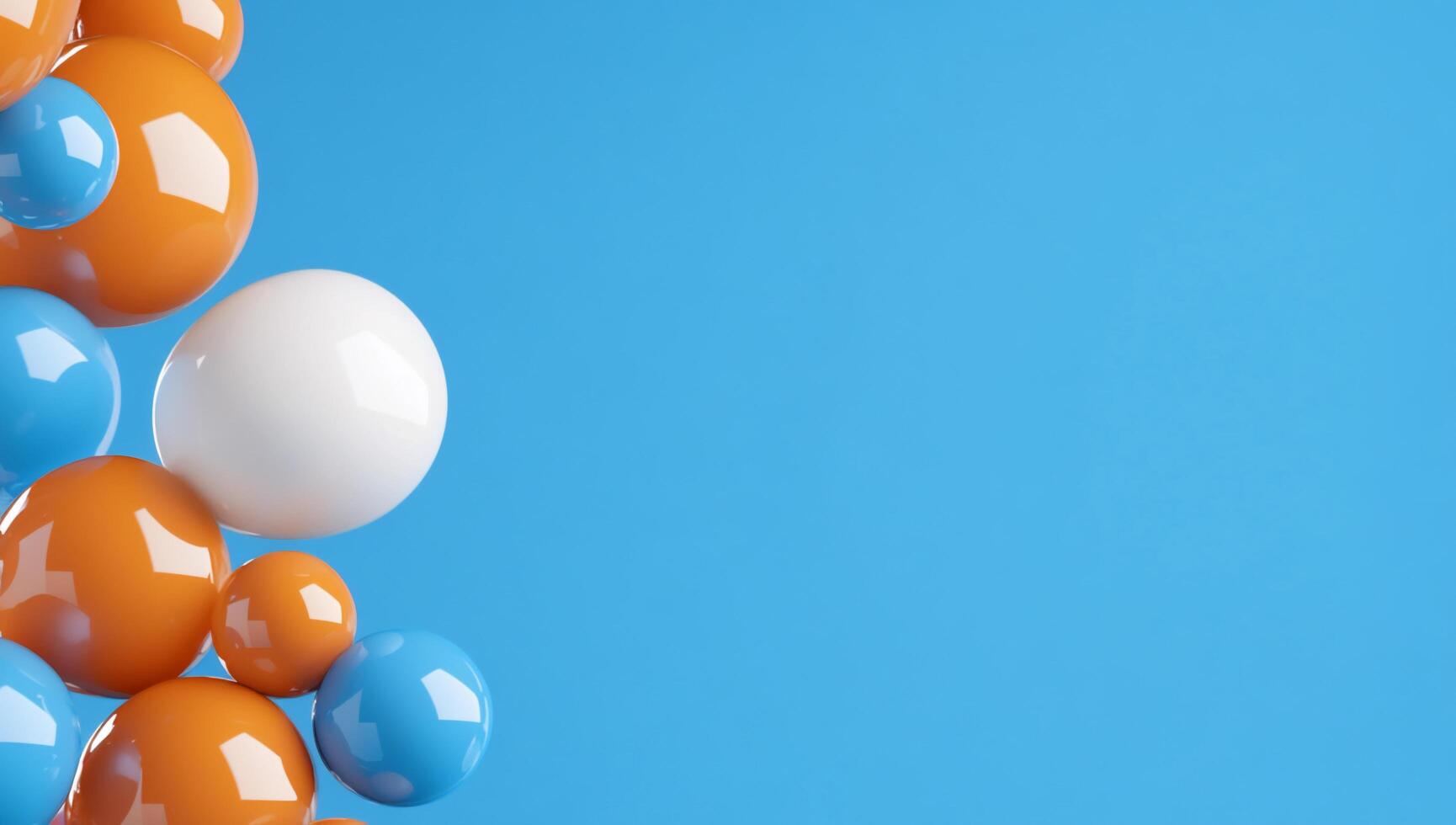 Many orange and blue balloons are arranged in a circle photo