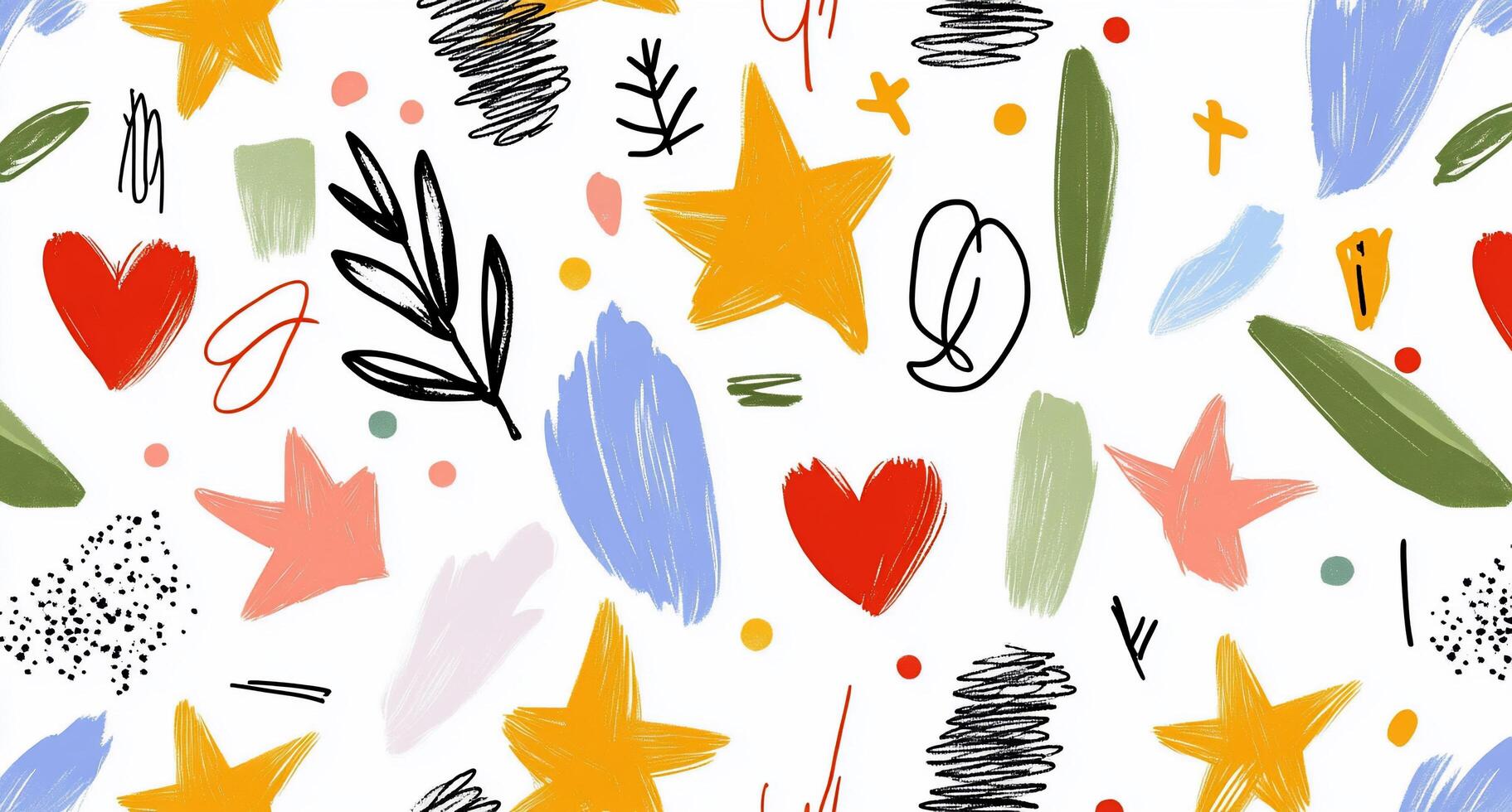 A colorful pattern with stars, hearts and other shapes photo