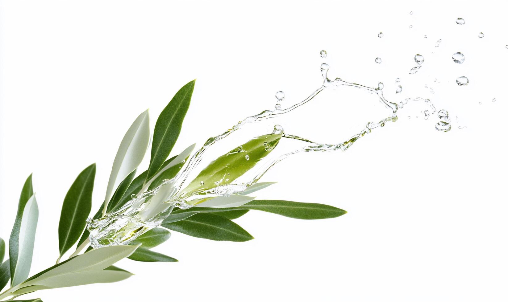 Olive oil splash on white background photo