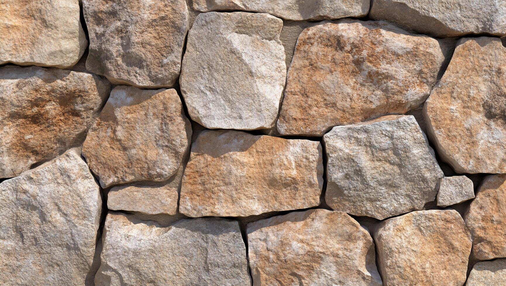 A stone wall with many different types of rocks photo