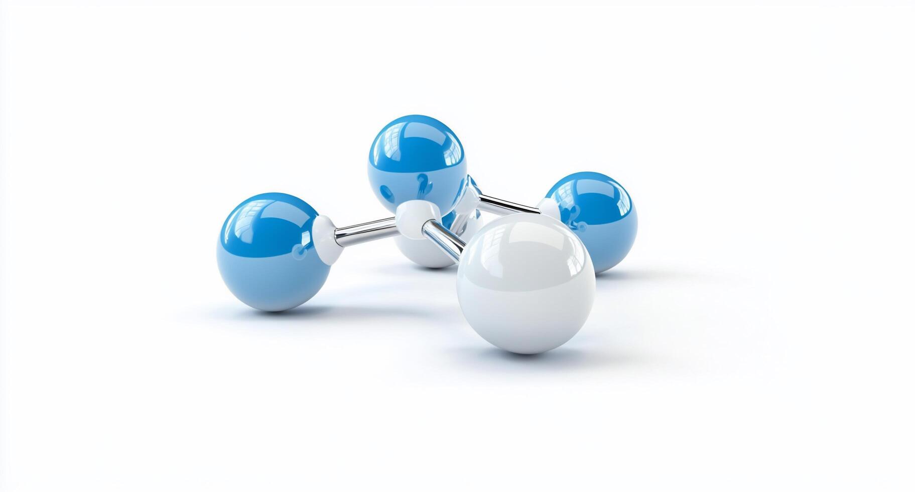 Three blue and white spheres on a white background photo