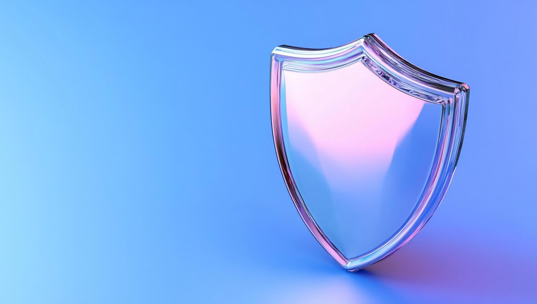 A shiny silver shield on a blue background photo