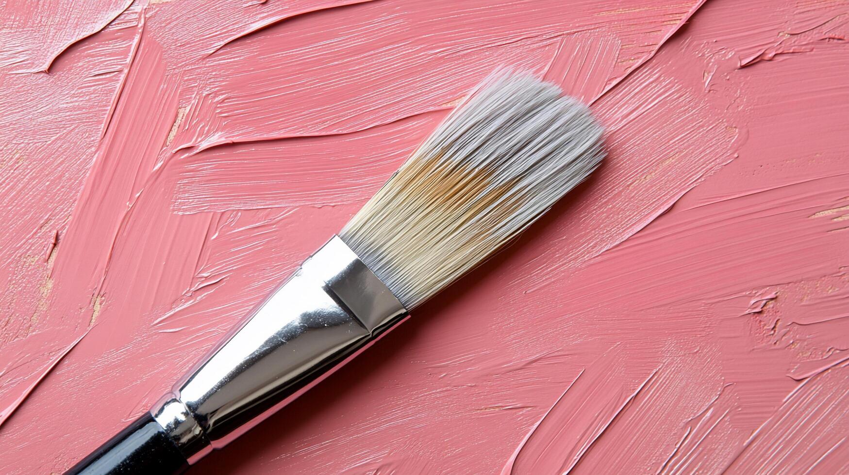 A brush on a pink background with paint photo