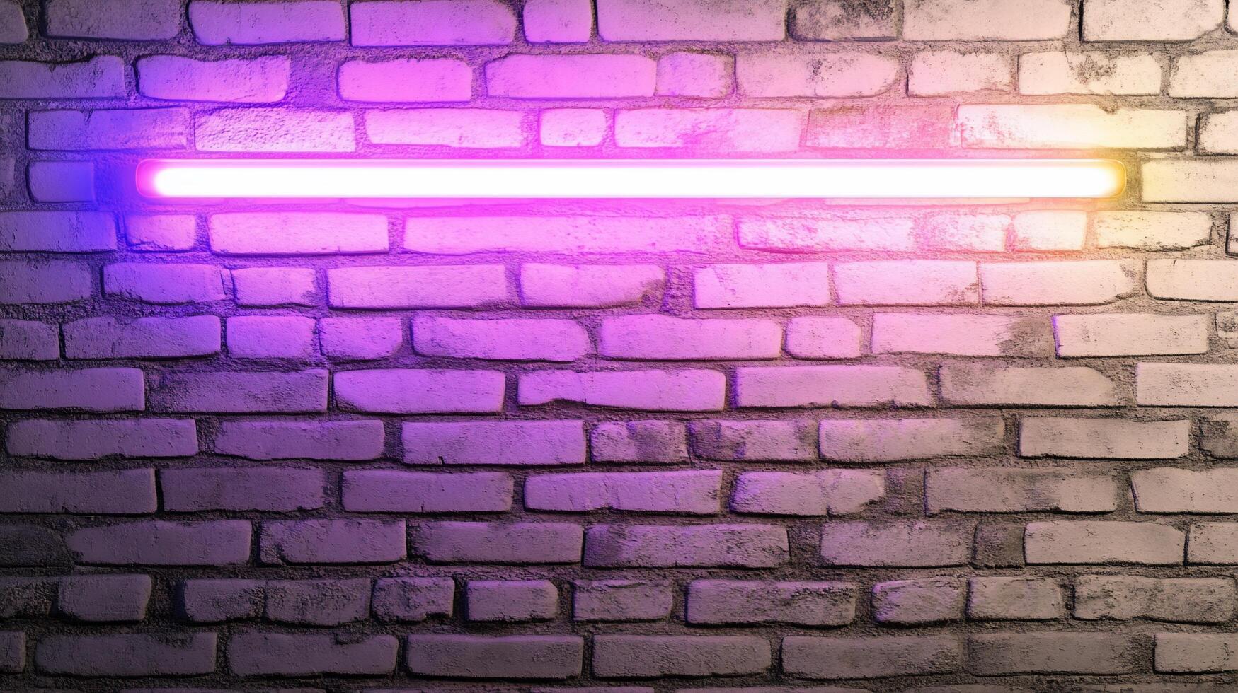 A neon light strip against a textured brick wall creates a vibrant ambiance. photo