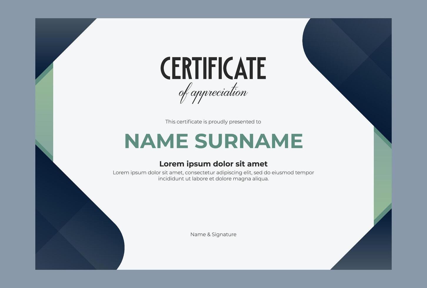 Elegant Green and Blue Dark Modern Business Certificate Achievement Template vector