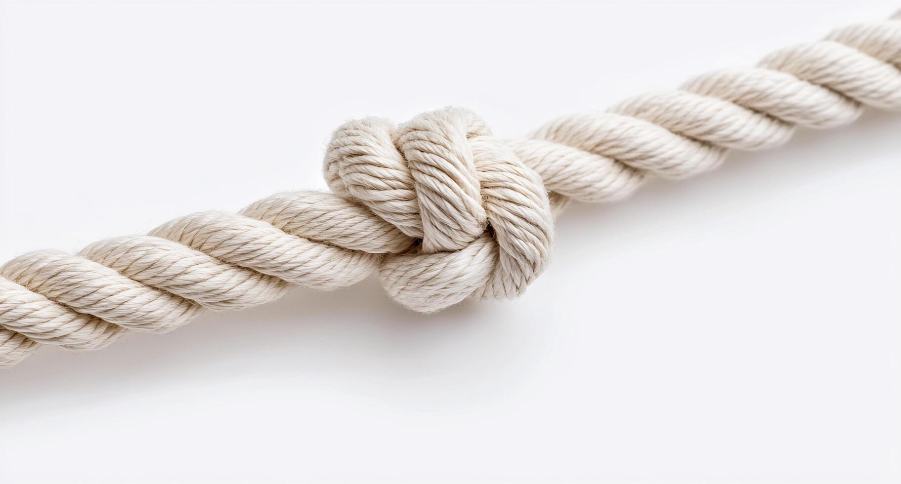 A close-up of a knotted rope on a plain background. photo