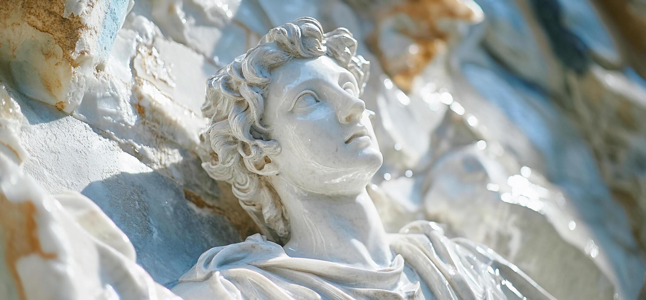 A close-up of a marble sculpture depicting a serene figure. photo