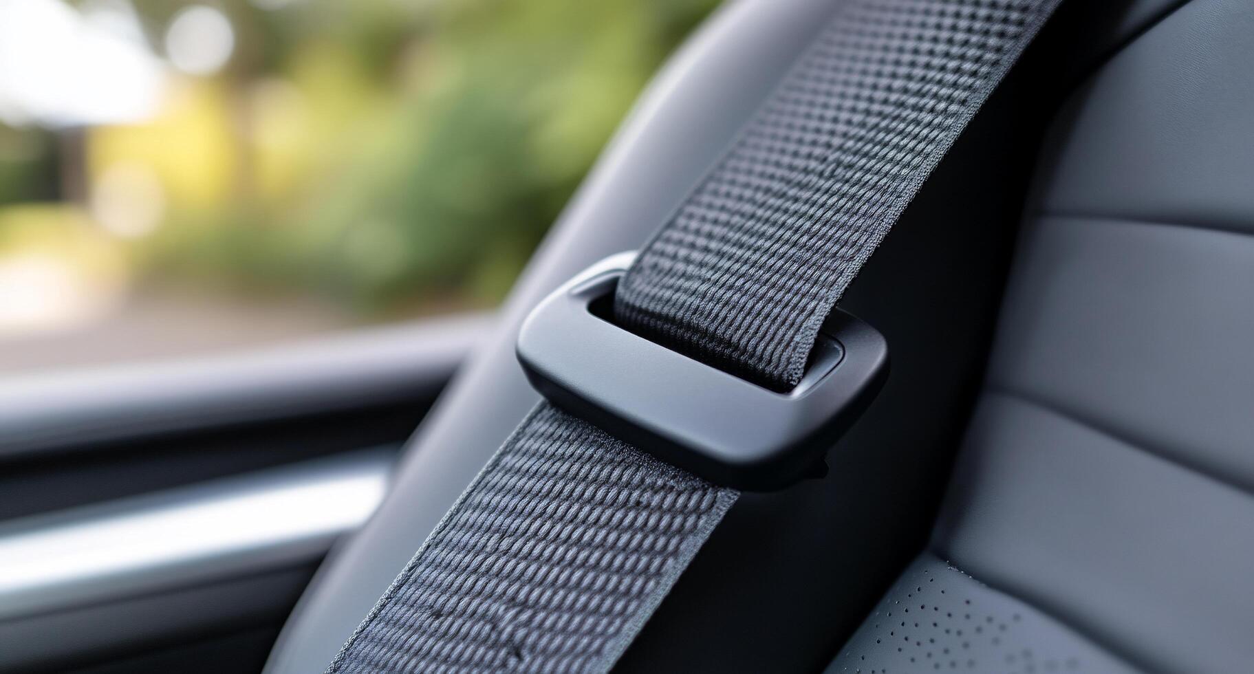 Close-up of a car seatbelt, emphasizing safety and design. photo