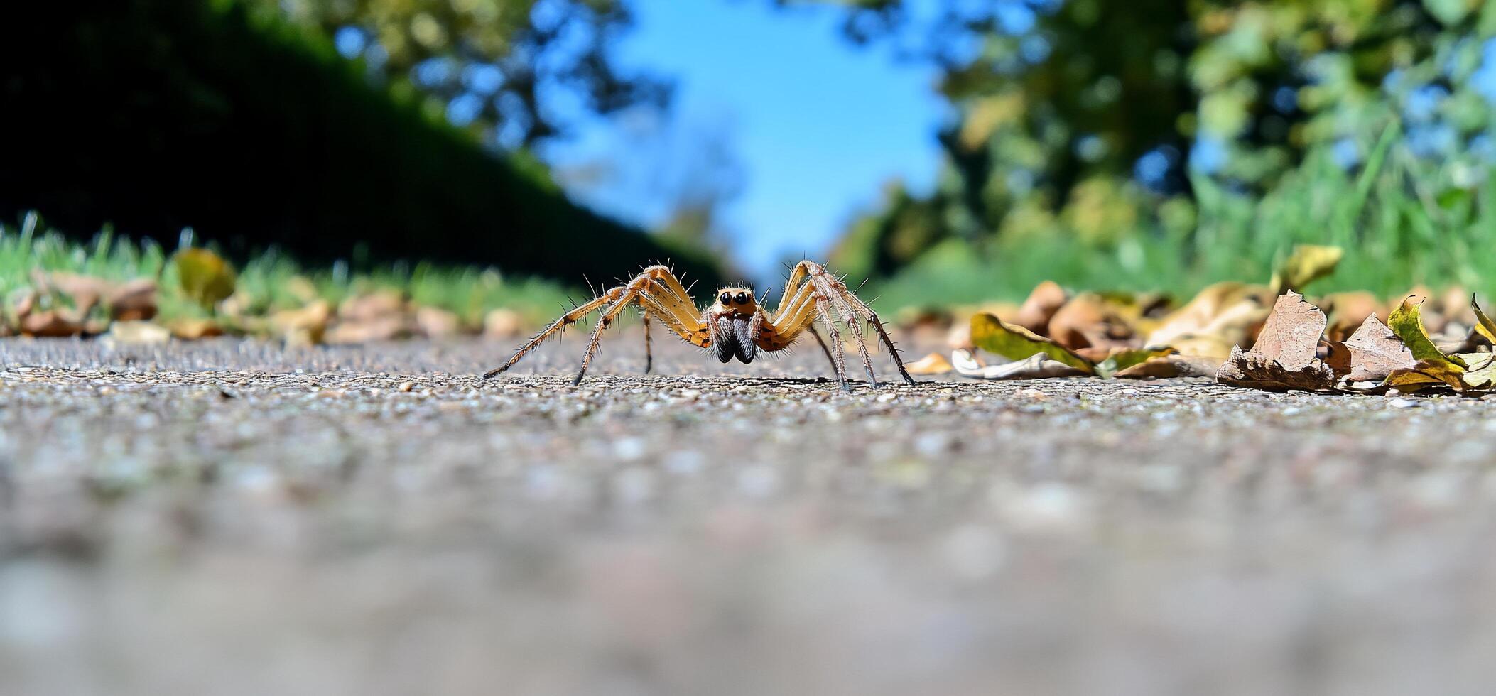 A spider on the ground in a field photo