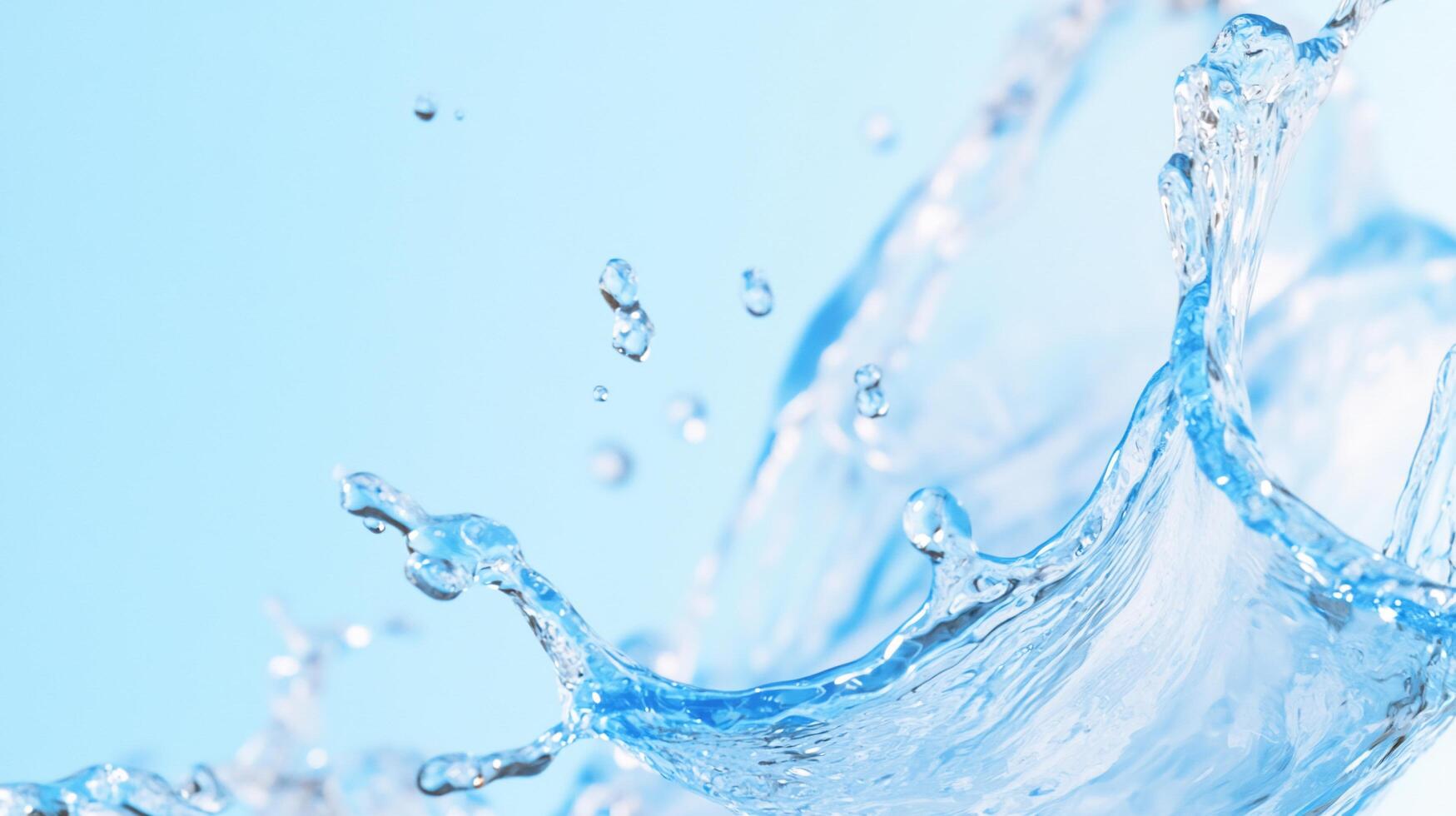 Water splash against a blue background, showcasing fluid dynamics. photo