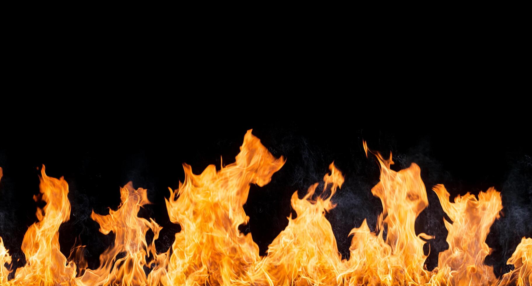 A vibrant display of flames against a black background. photo