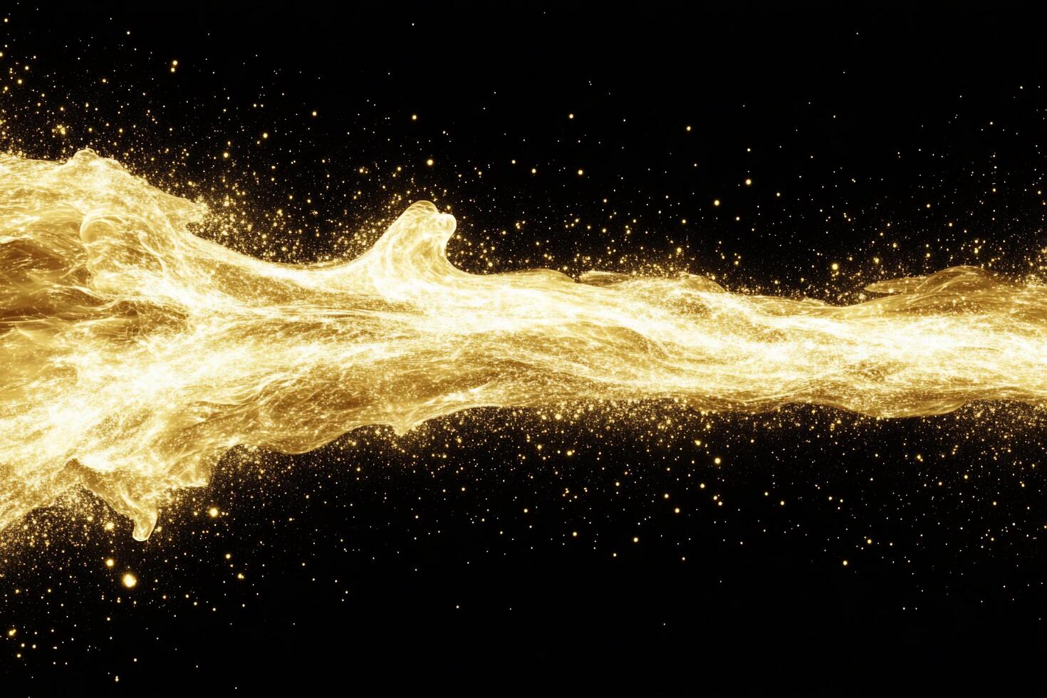 A dynamic golden stream resembling flowing energy or liquid light. photo