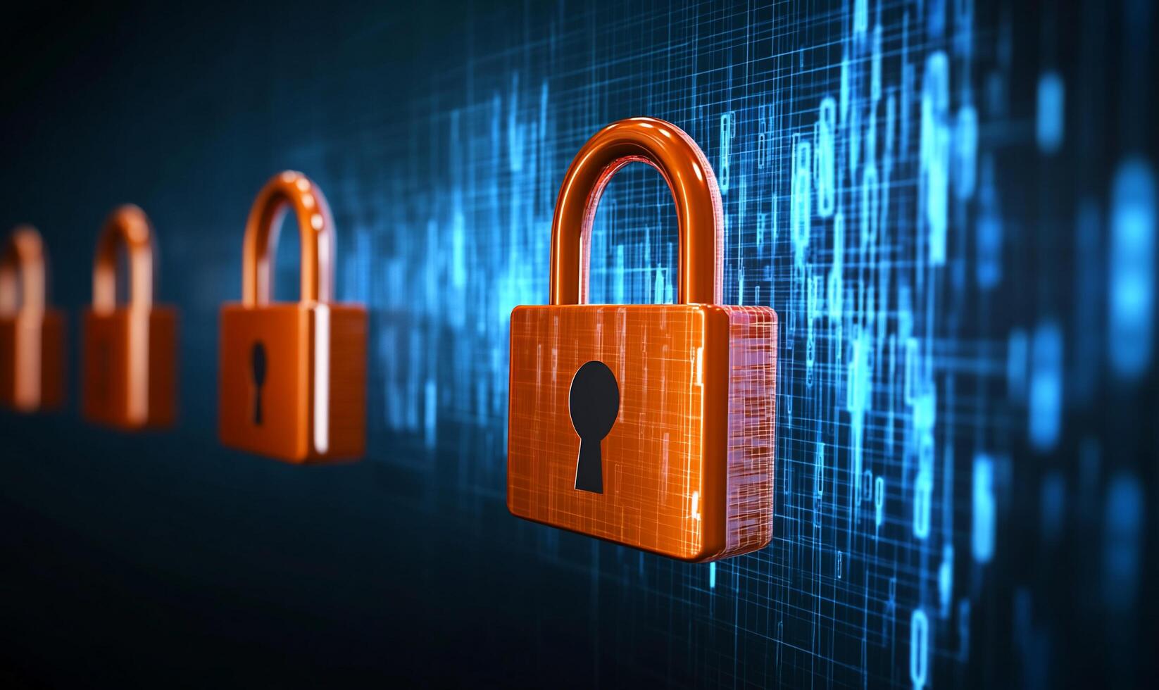 Digital locks symbolize cybersecurity and data protection concepts. photo