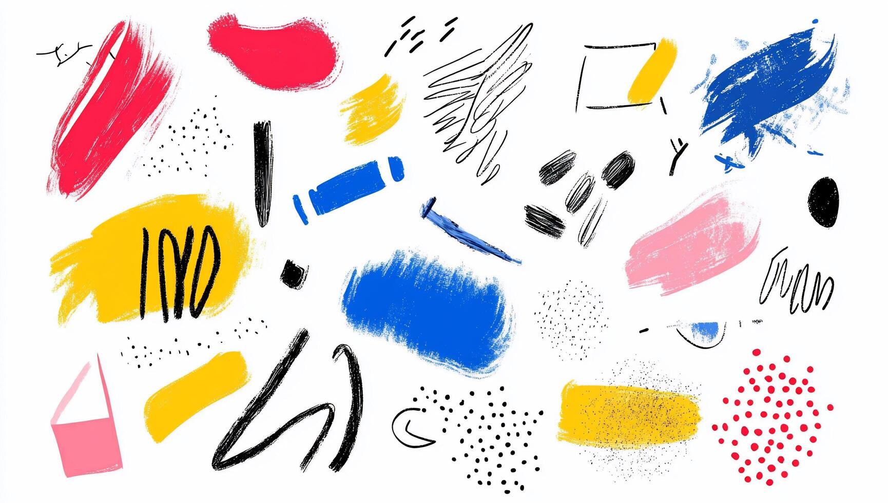 Colorful abstract shapes and brush strokes for creative design use. photo