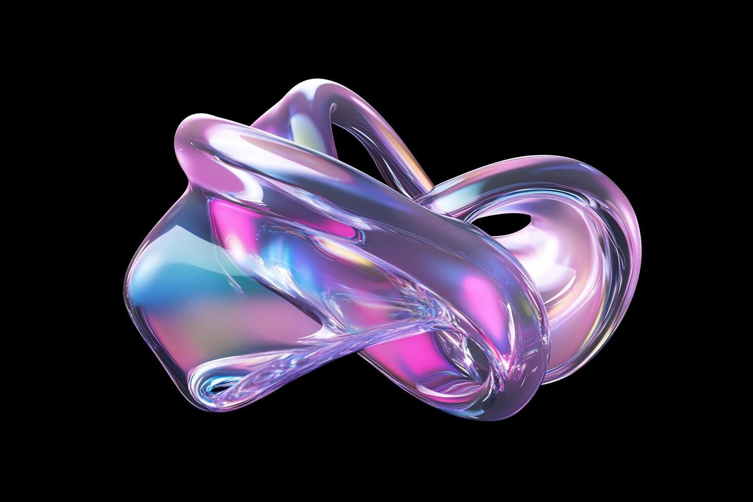 Abstract, colorful, and glossy 3D sculpture with fluid shapes. photo