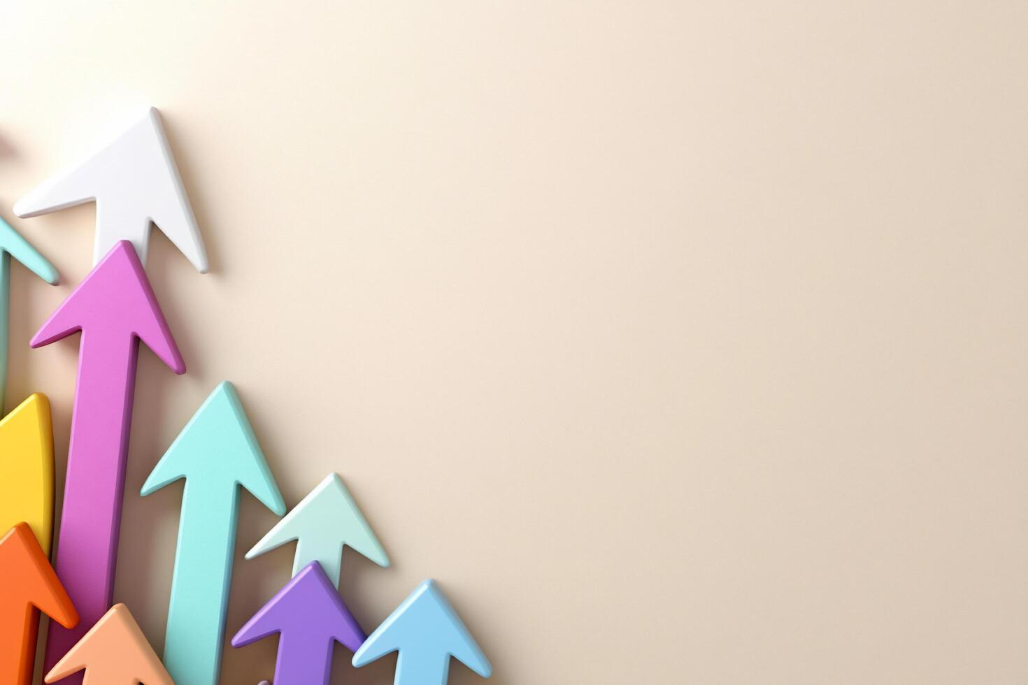 Colorful arrows pointing upward against a neutral background. photo