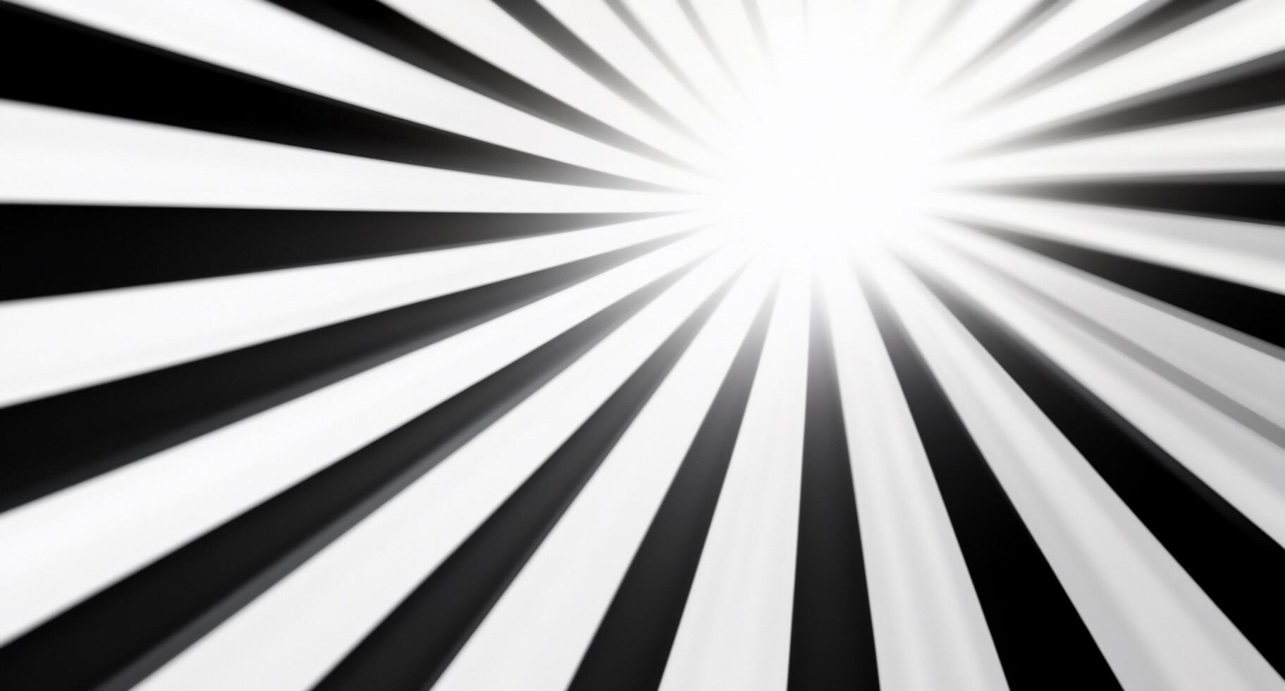 Abstract image with radiating black and white stripes converging to light. photo