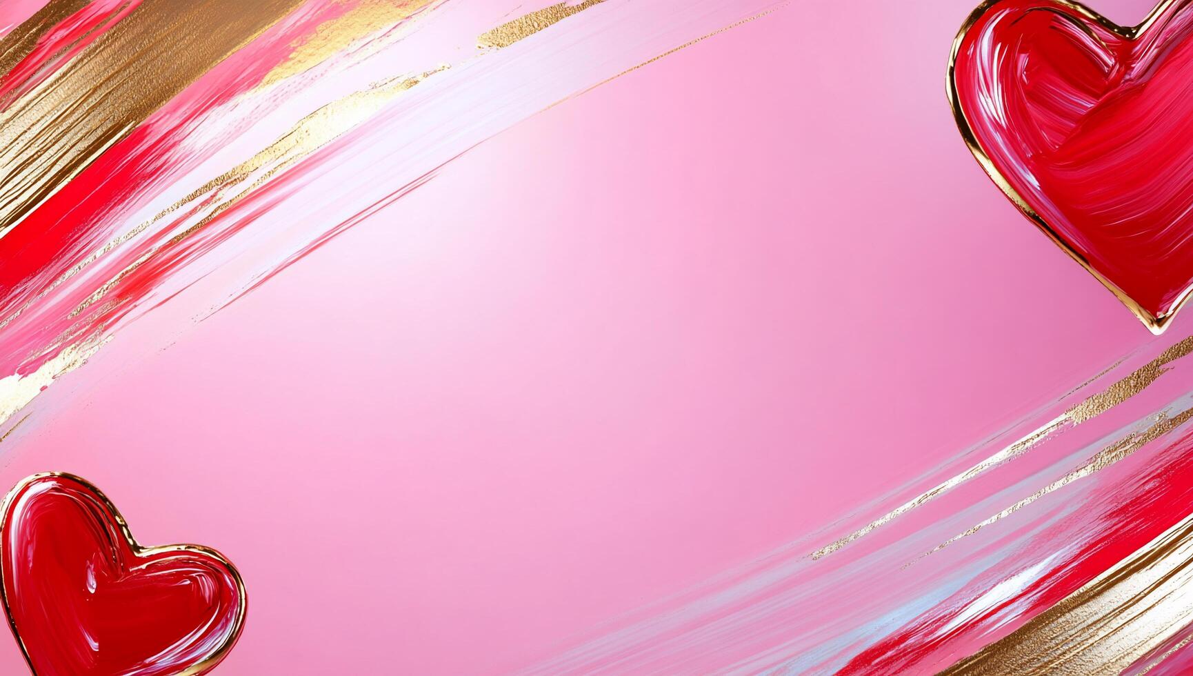 A vibrant pink background with gold and red heart accents. photo