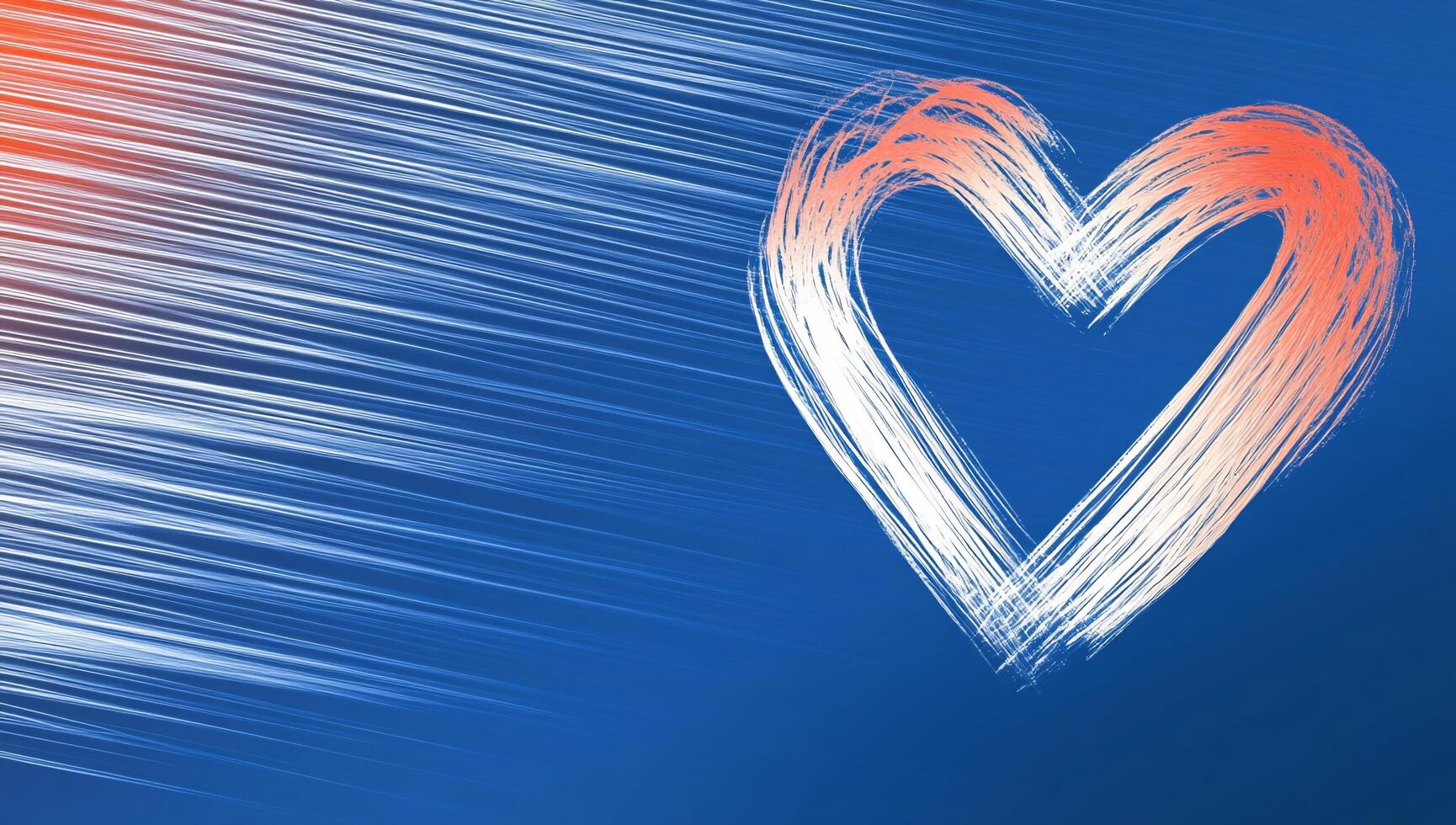 A stylized heart shape on a blue background with dynamic brush strokes. photo