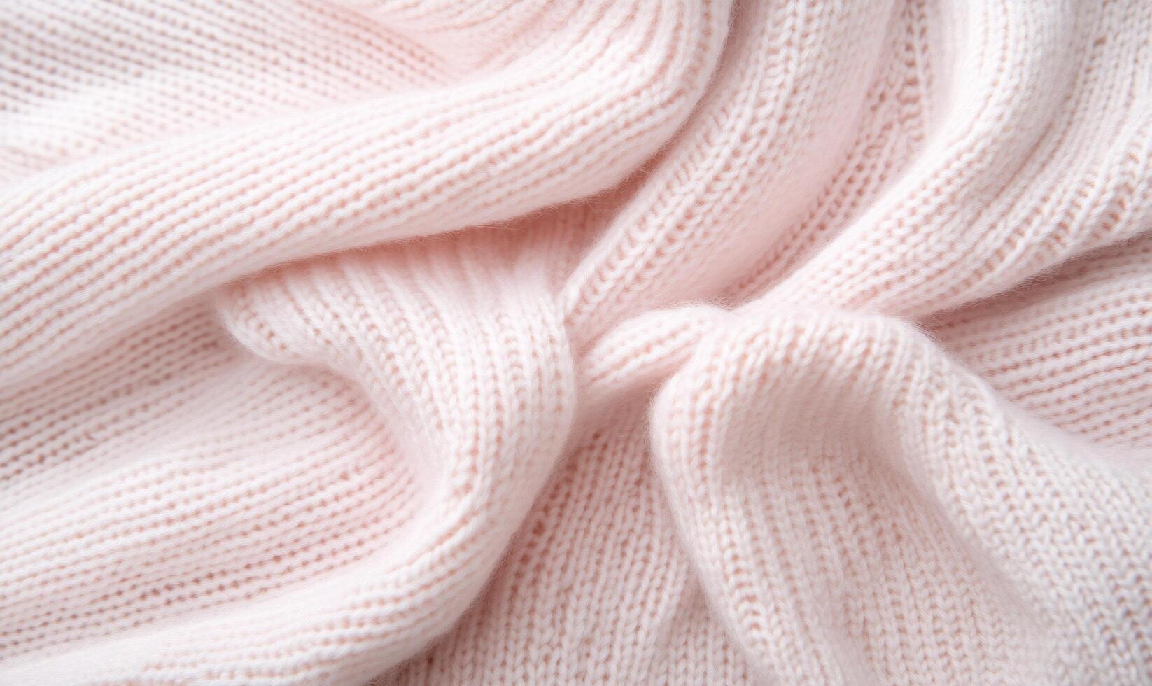A close-up of soft, textured pink fabric showcasing knit patterns. photo