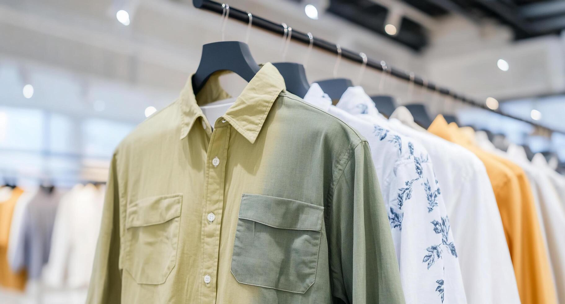 Display of stylish shirts in a modern retail setting. photo
