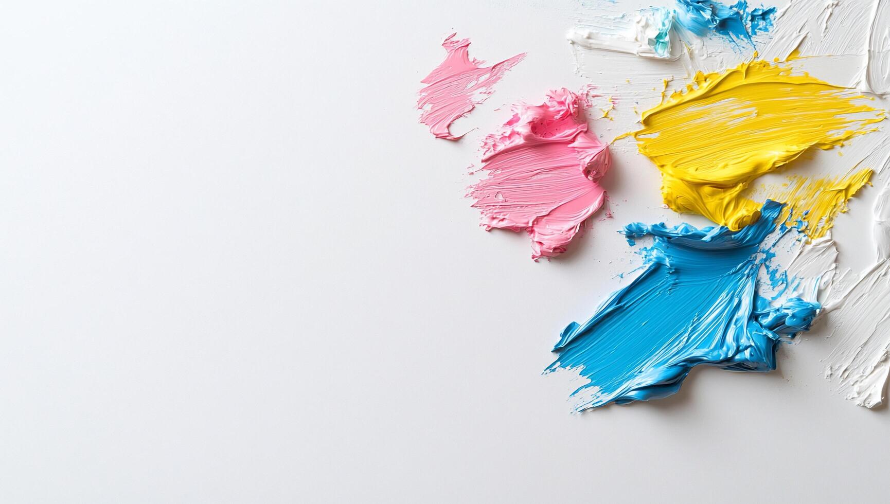 Colorful paint swatches on a blank canvas for artistic creation. photo