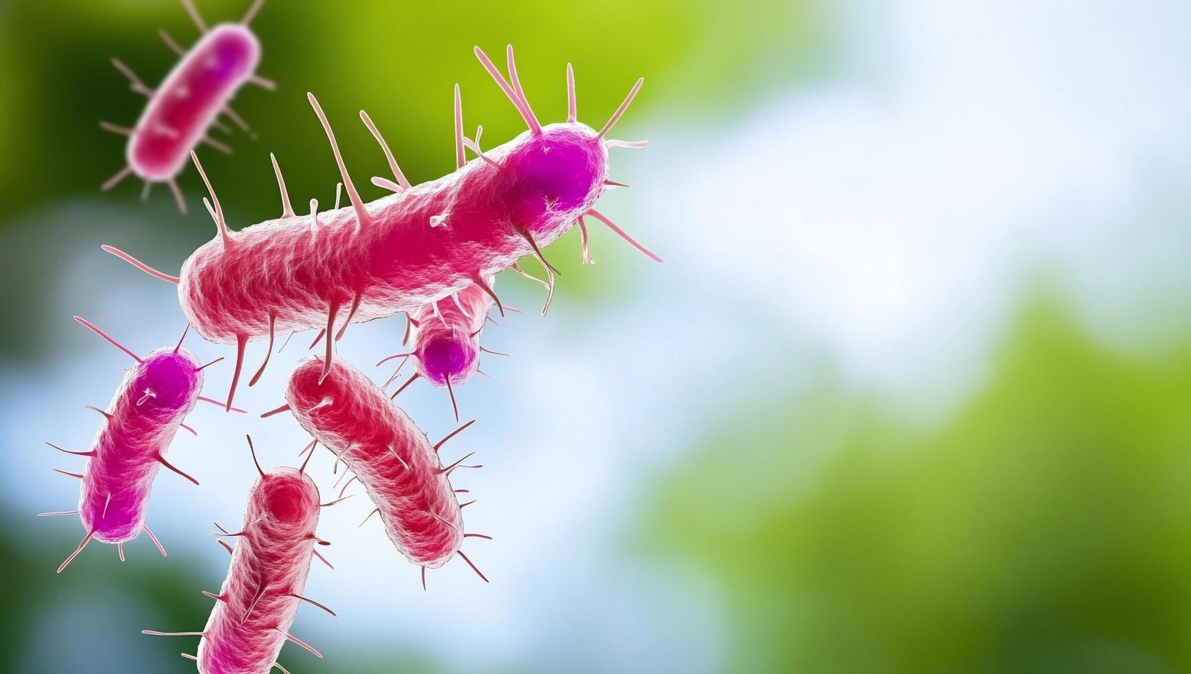 Colorful illustration of bacteria on a blurred background. photo
